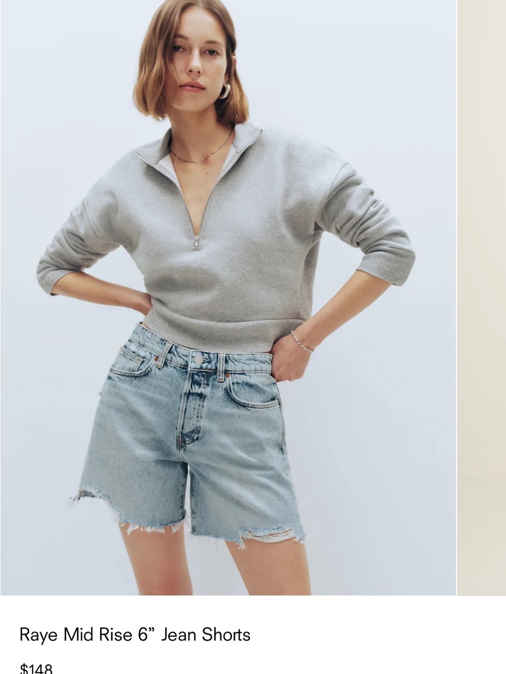 Reformation raye denim shorts